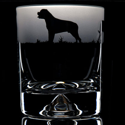 Rottweiler Dog Whiskey Tumbler Glass - Hand Etched/Engraved Gift