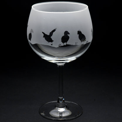 Puffin Gin Cocktail Glass - Hand Etched/Engraved Gift