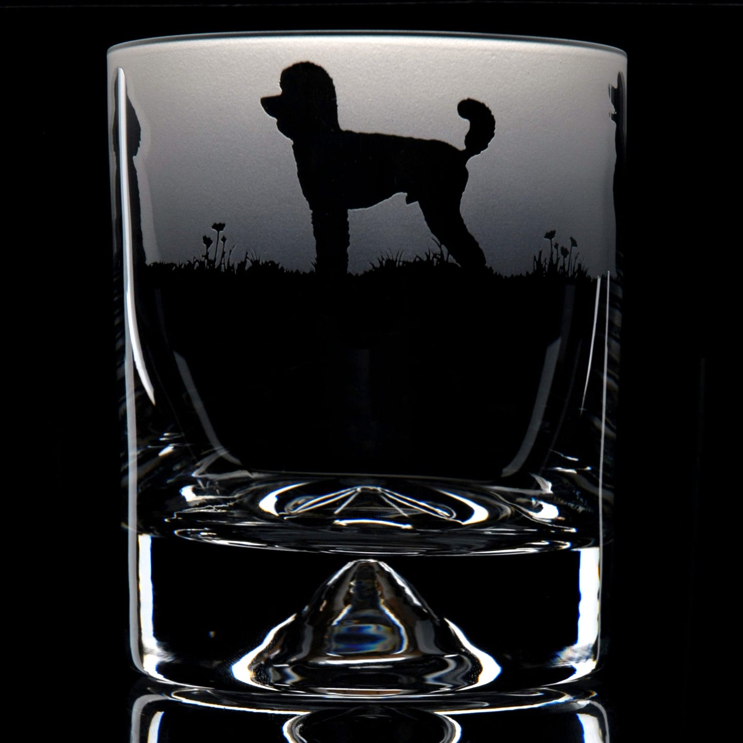 Poodle Dog Whiskey Tumbler Glass - Hand Etched/Engraved Gift