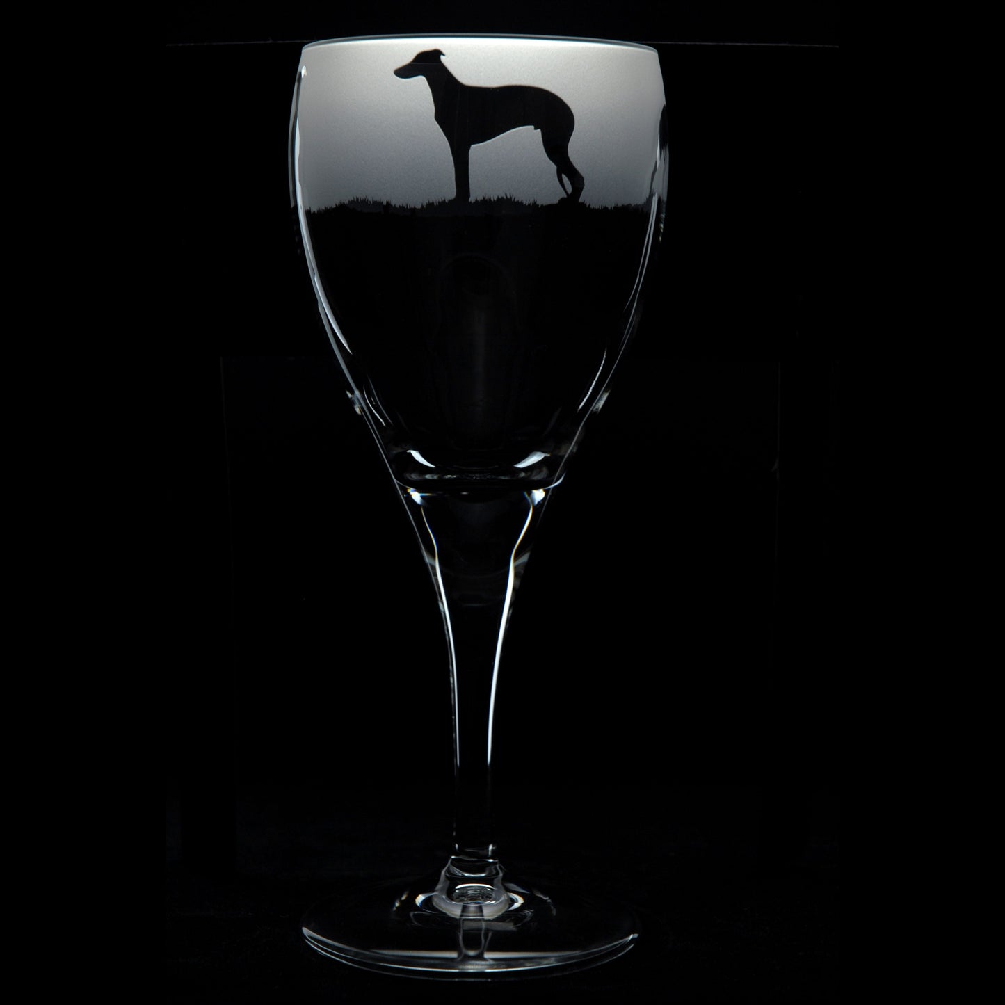 Whippet Dog Crystal Wine Glass - Hand Etched/Engraved Gift