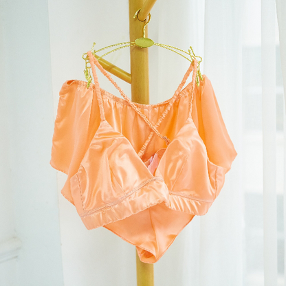 Silk Bralette French Knickers Set | Custom Size Handmade | Melon Shell | 19 Momme | Pure Mulberry Silk