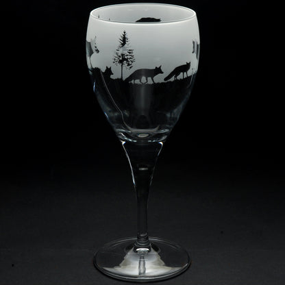 Fox Crystal Wine Glass - Hand Etched/Engraved Gift