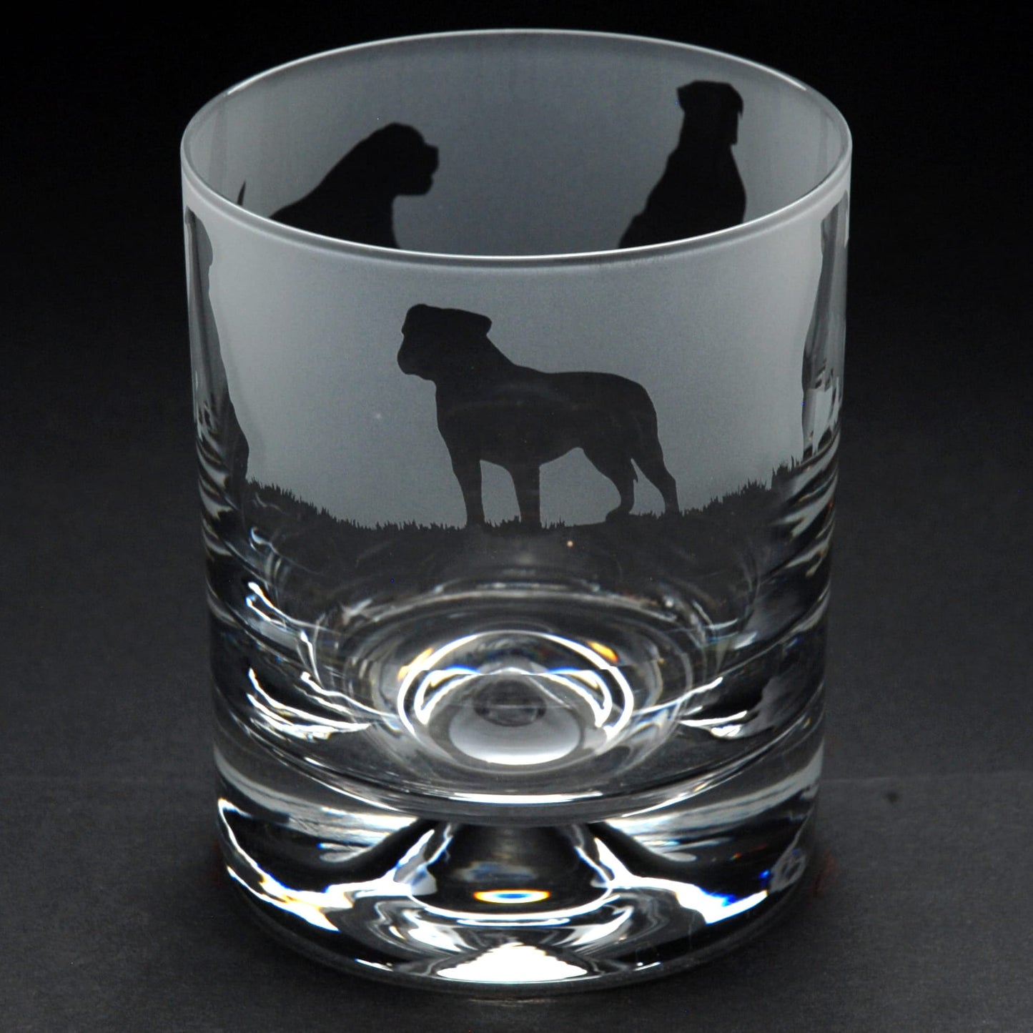 American Bulldog Dog Whiskey Tumbler Glass - Hand Etched/Engraved Gift