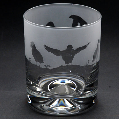 Puffin Whiskey Tumbler Glass - Hand Etched/Engraved Gift