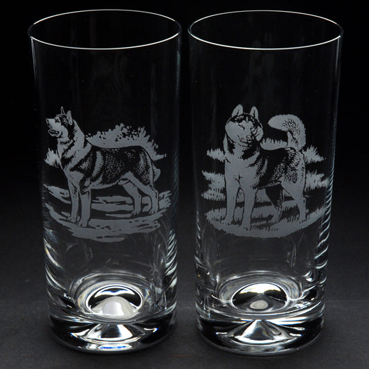 Siberian Husky Dog Highball Glass - Hand Etched/Engraved Gift