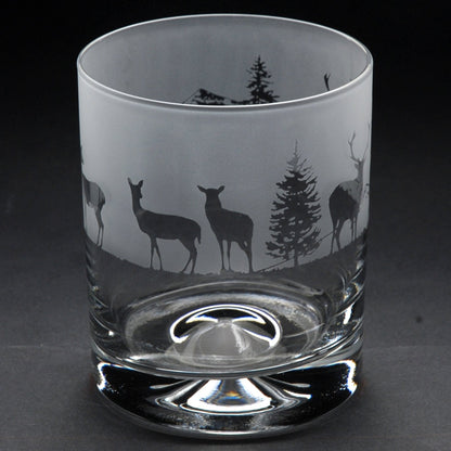 Stag Whiskey Tumbler Glass - Hand Etched/Engraved Gift