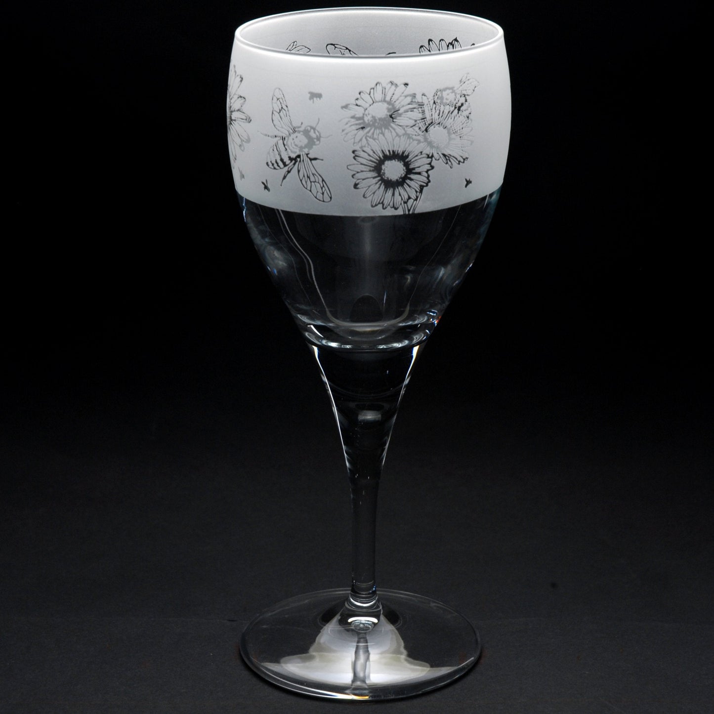 Bee Crystal Wine Glass - Hand Etched/Engraved Gift