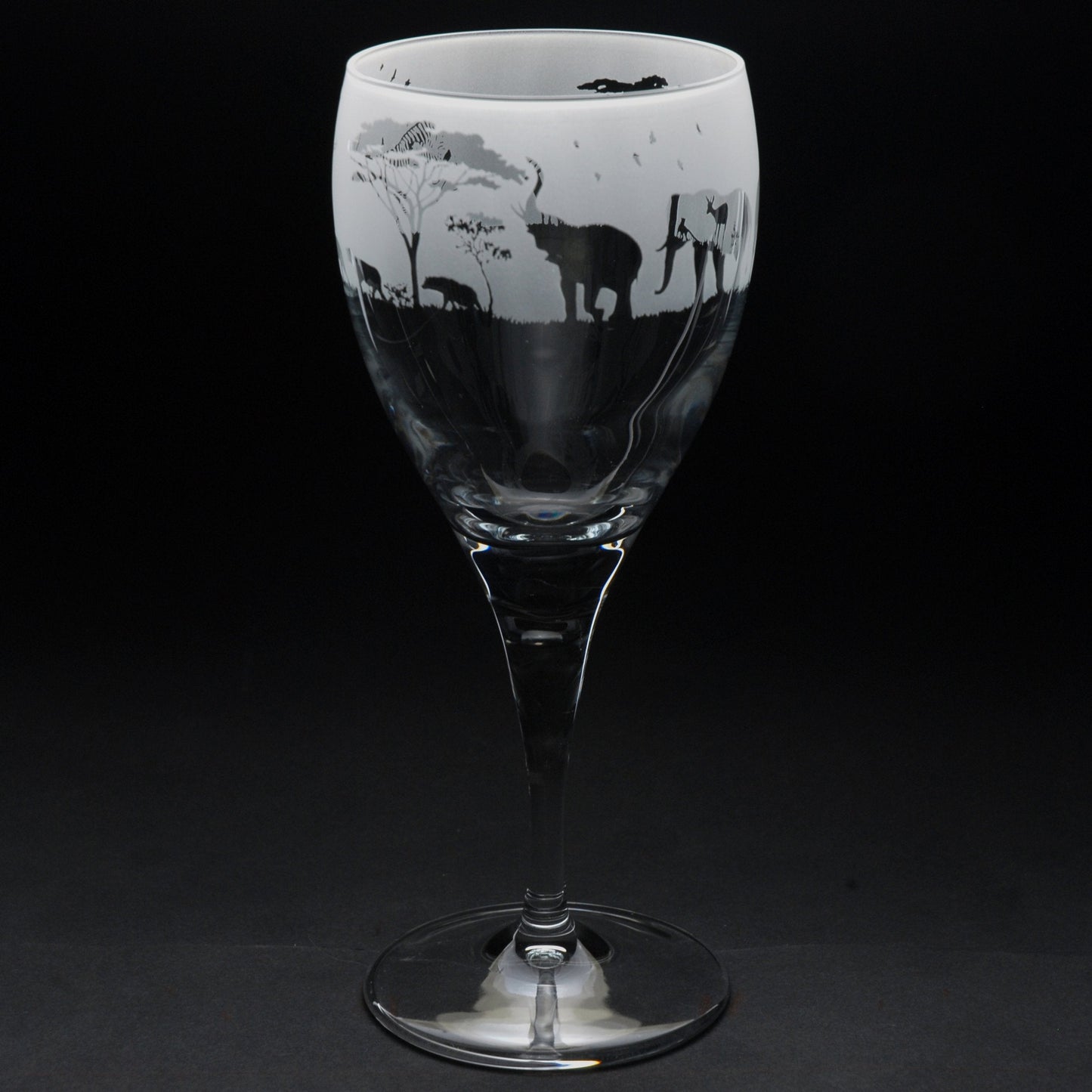 Safari Crystal Wine Glass - Hand Etched/Engraved Gift