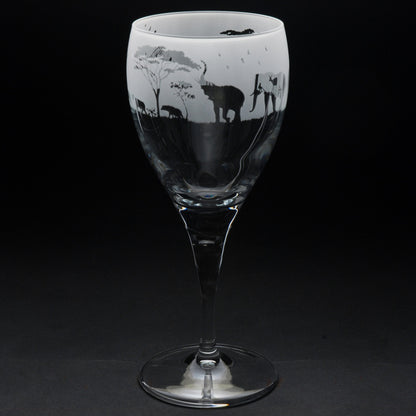 Safari Crystal Wine Glass - Hand Etched/Engraved Gift