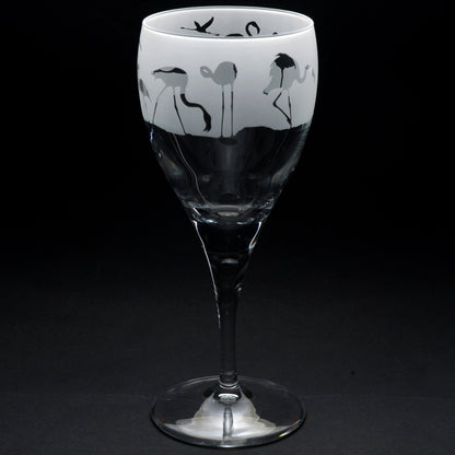 Flamingo Crystal Wine Glass - Hand Etched/Engraved Gift