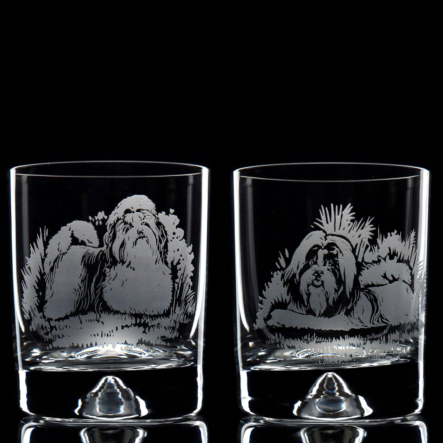 Shih-Tzu Dog Whiskey Tumbler Glass - Hand Etched/Engraved Gift