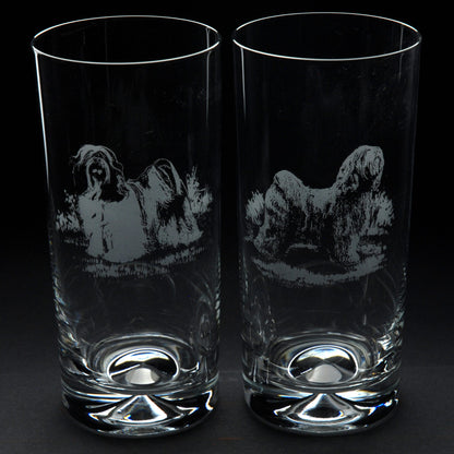 Tibetan Terrier Dog Highball Glass - Hand Etched/Engraved Gift