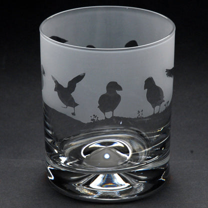 Puffin Whiskey Tumbler Glass - Hand Etched/Engraved Gift