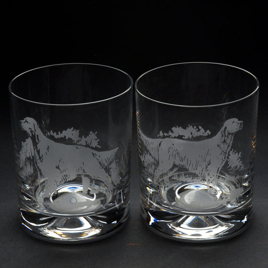 English Setter Dog Whiskey Tumbler Glass - Hand Etched/Engraved Gift