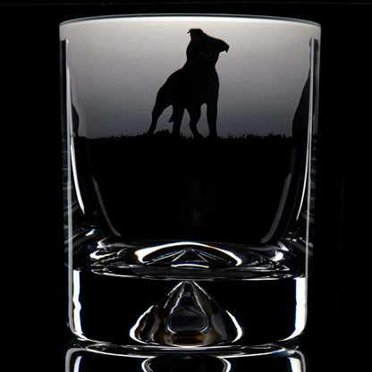 Staffy Dog Whiskey Tumbler Glass - Hand Etched/Engraved Gift