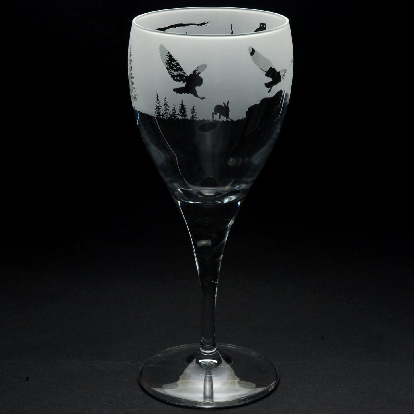 Owl Crystal Wine Glass - Hand Etched/Engraved Gift