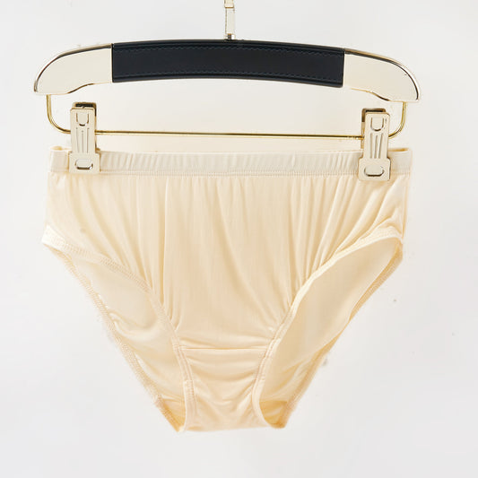 Knitted Silk Mid Rise French Cut Panties | Blonde Pale Ale | Shimmer Collection