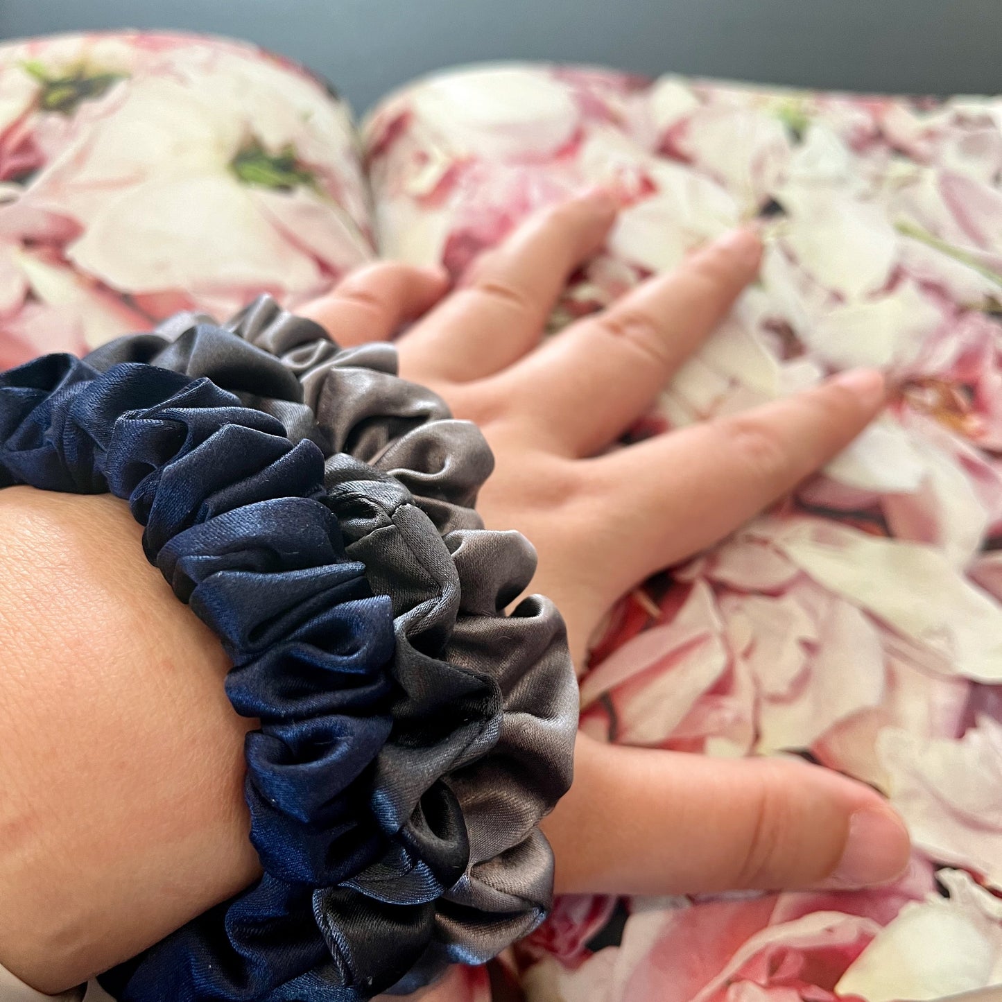 Coming Storm | Set of 3 Pure Mulberry Silk Mini Scrunchie | Weekly Special Hair Ties | 0.8 inch