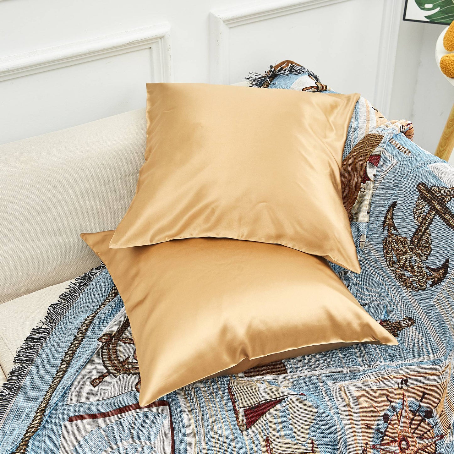 Gold Pure Mulberry Silk Cushion Cover