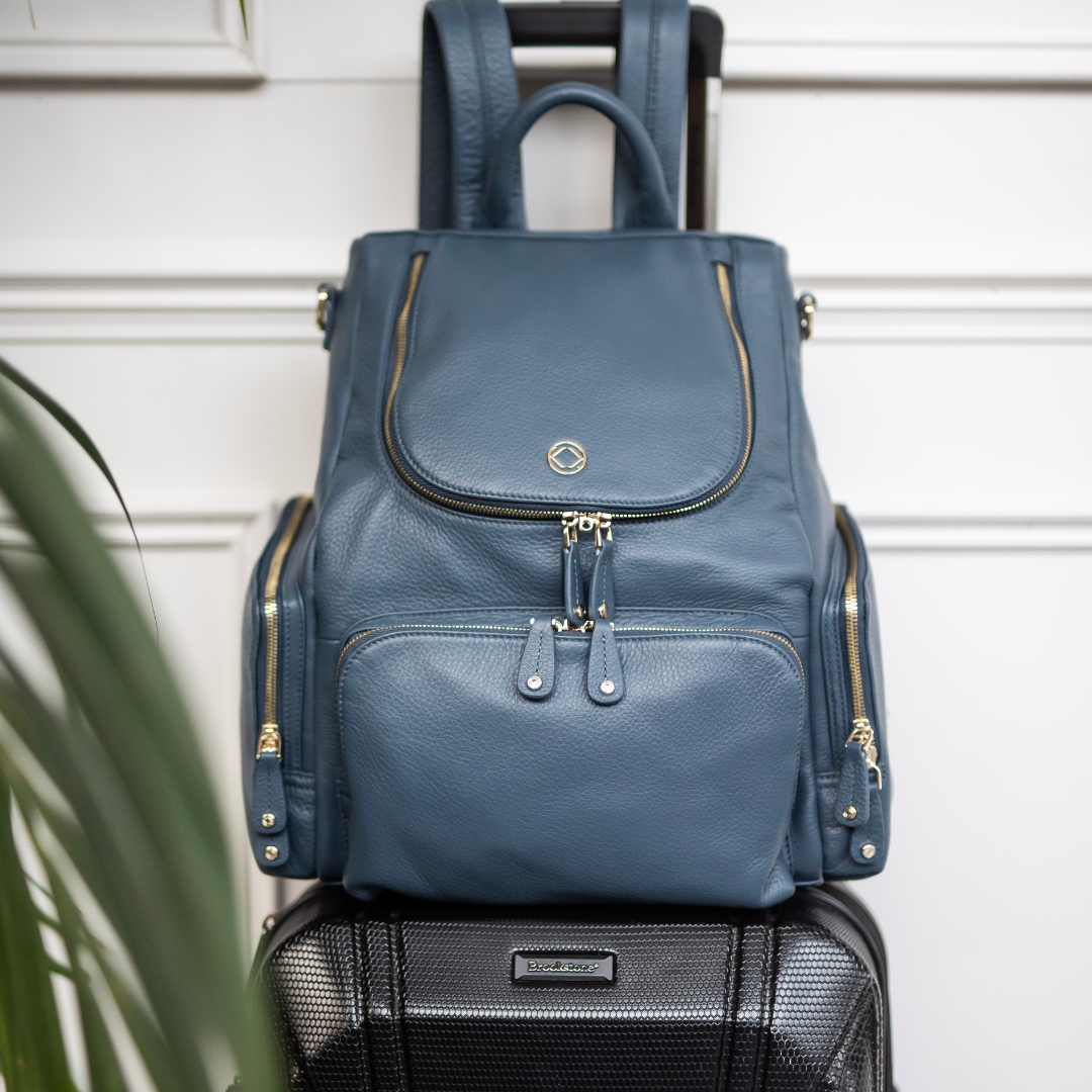 Amber Denim Blue Leather Backpack - Ex Display