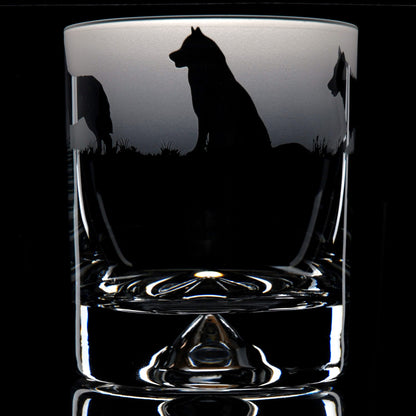 Husky Dog Whiskey Tumbler Glass - Hand Etched/Engraved Gift