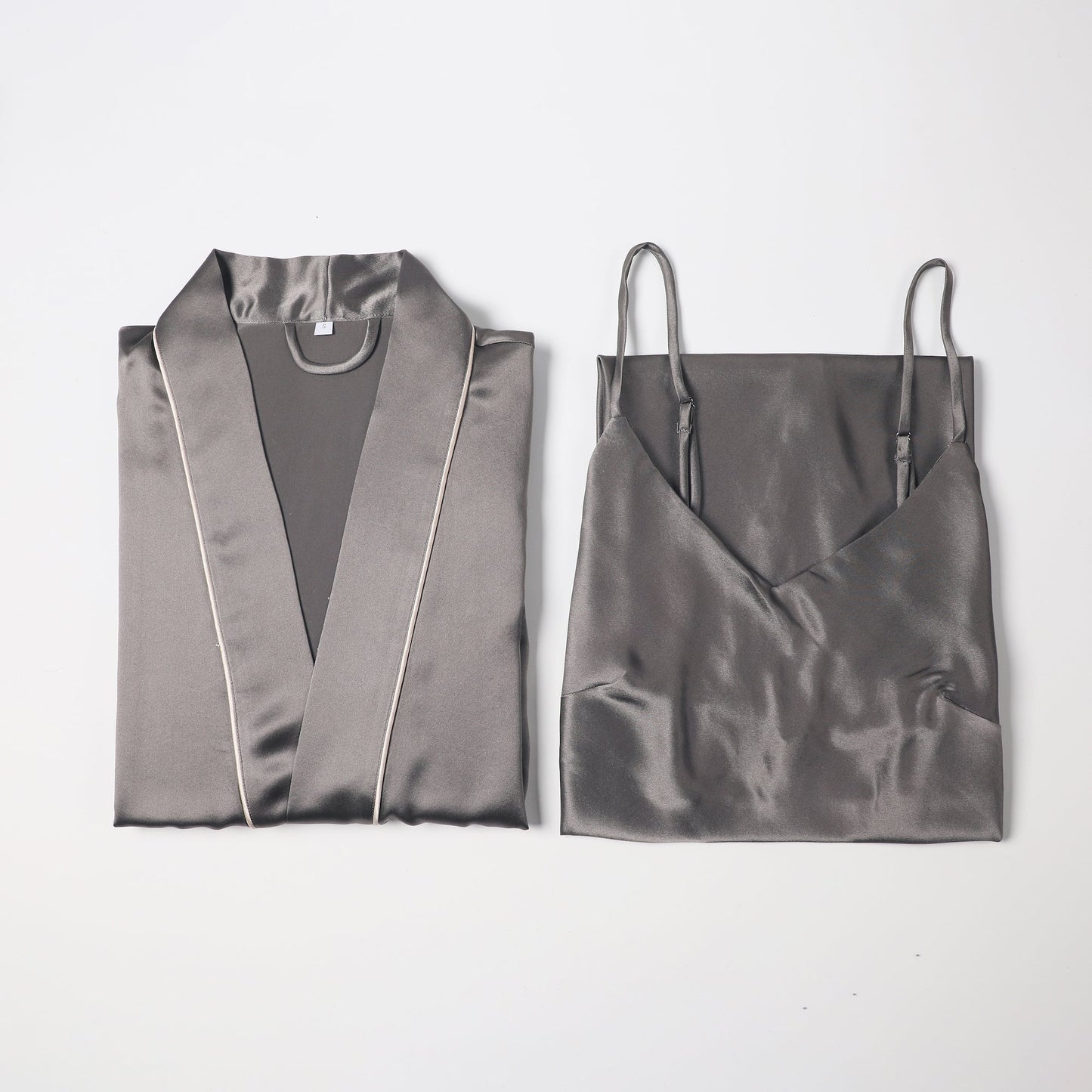 Gift Set | Pure Silk Grey Kimono Robe & Slip Dress | 22 Momme | Float Collection