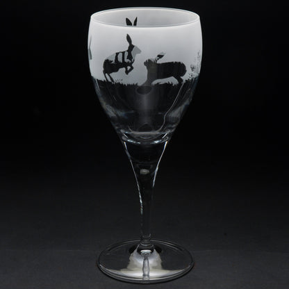 Hare Crystal Wine Glass - Hand Etched/Engraved Gift