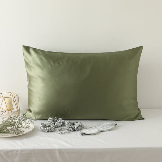 Sage Green Luxury Pure Mulberry Silk Pillowcase | Queen | 32 Momme | Drape Collection