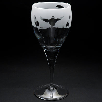 Puffin Crystal Wine Glass - Hand Etched/Engraved Gift