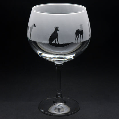 Greyhound Dog Gin Cocktail Glass - Hand Etched/Engraved Gift