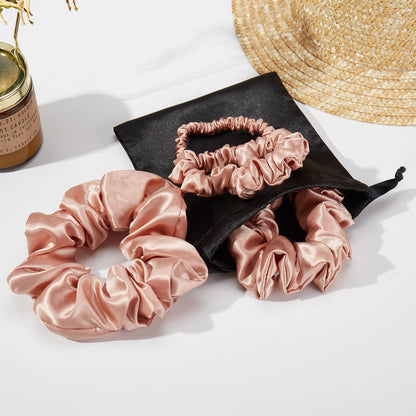 Set of 4 Pure Mulberry Silk Scrunchies | 0.4, 0.8, 1.4, 2 inch | 22 Momme | Float Collection