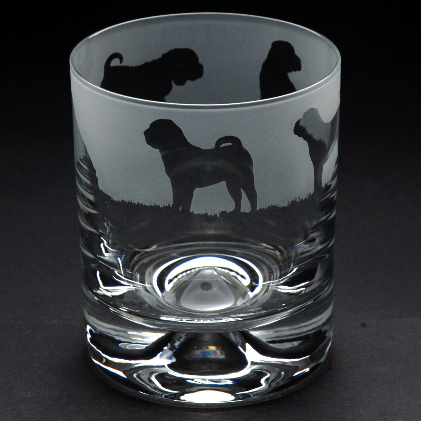 Shar Pei Dog Whiskey Tumbler Glass - Hand Etched/Engraved Gift