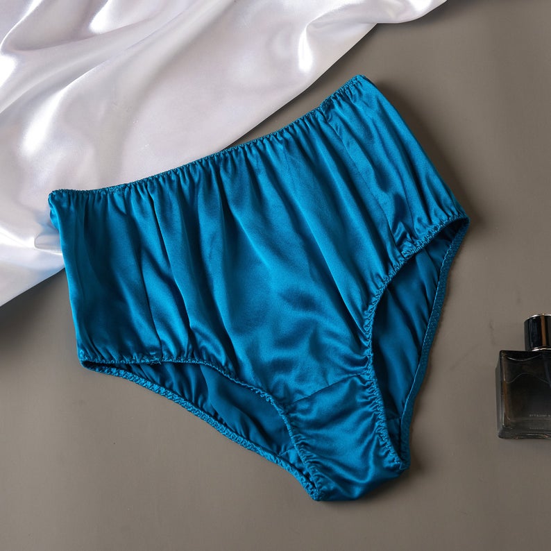 Turquoise Pure Mulberry Silk French Cut Panties | High Waist | 22 Momme | Float Collection