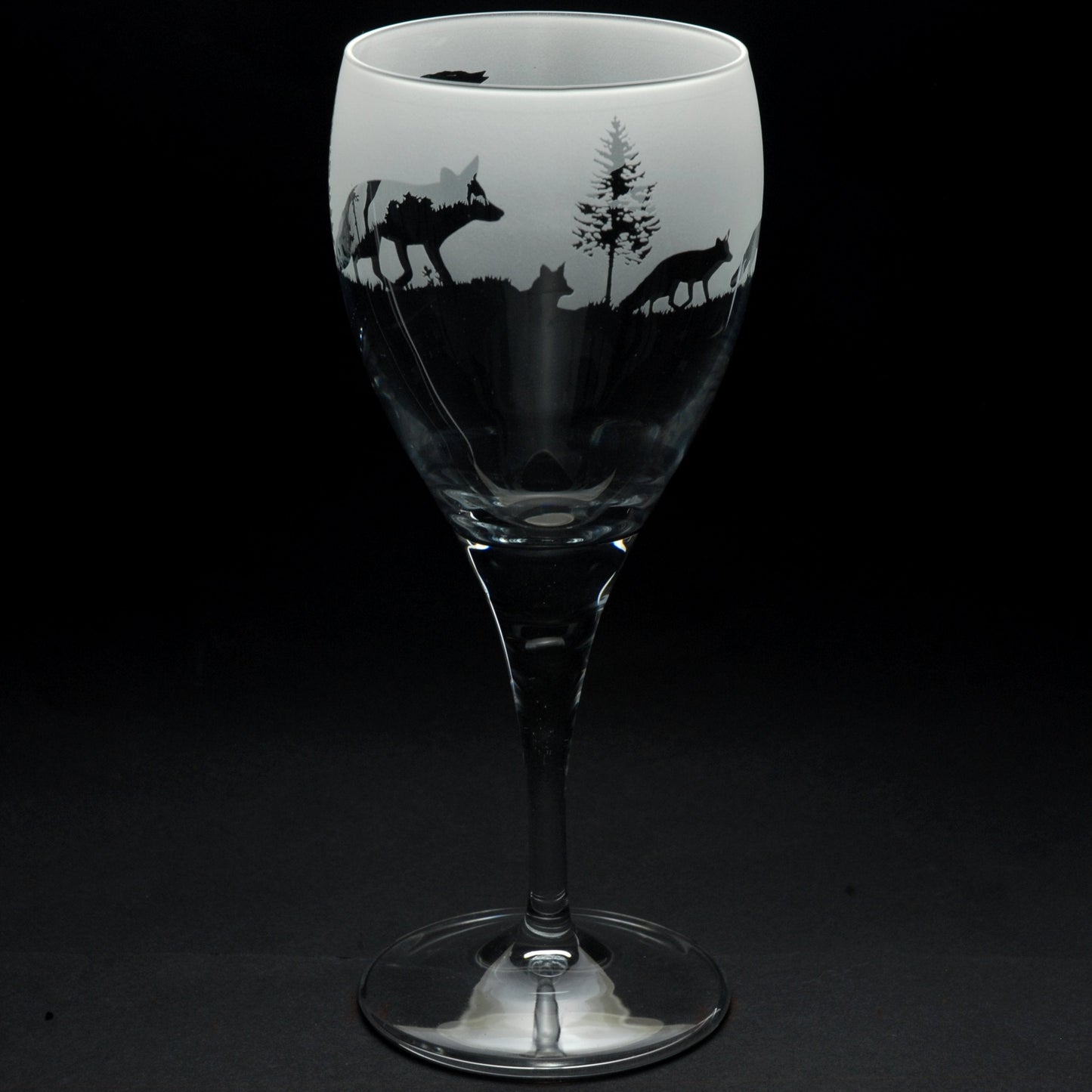 Fox Crystal Wine Glass - Hand Etched/Engraved Gift