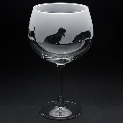 Basset Hound Dog Gin Cocktail Glass - Hand Etched/Engraved Gift