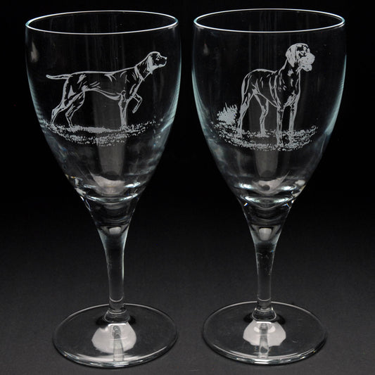 Hungarian Vizsla Dog Crystal Wine Glass - Hand Etched/Engraved Gift