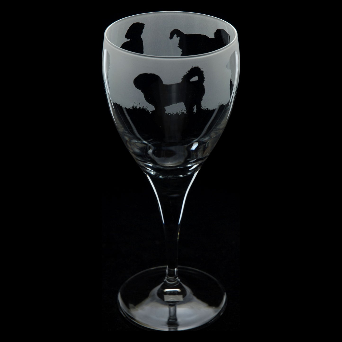 Shih Tzu Dog Crystal Wine Glass - Hand Etched/Engraved Gift