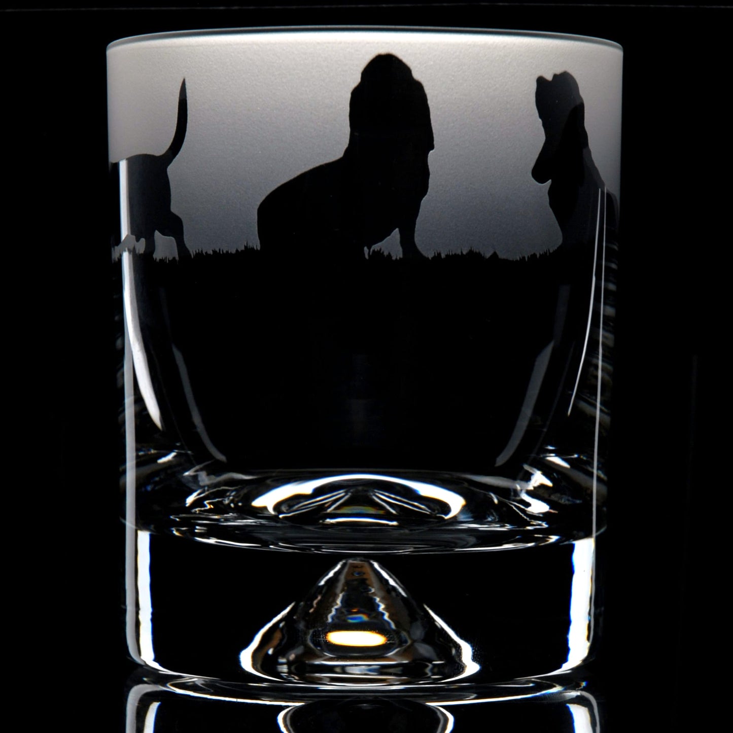 Basset Hound Dog Whiskey Tumbler Glass - Hand Etched/Engraved Gift