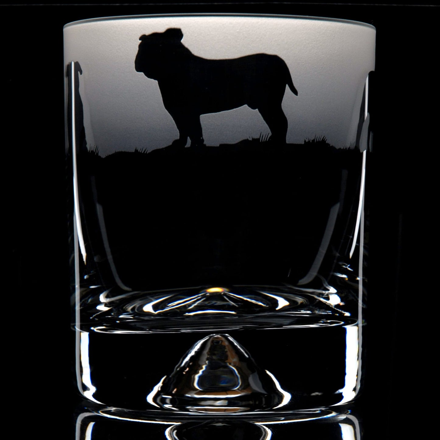 English Bulldog Dog Whiskey Tumbler Glass - Hand Etched/Engraved Gift