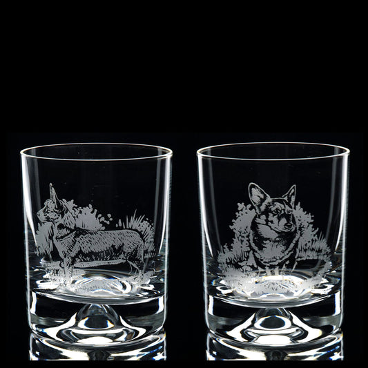 Corgi Dog Whiskey Tumbler Glass - Hand Etched/Engraved Gift