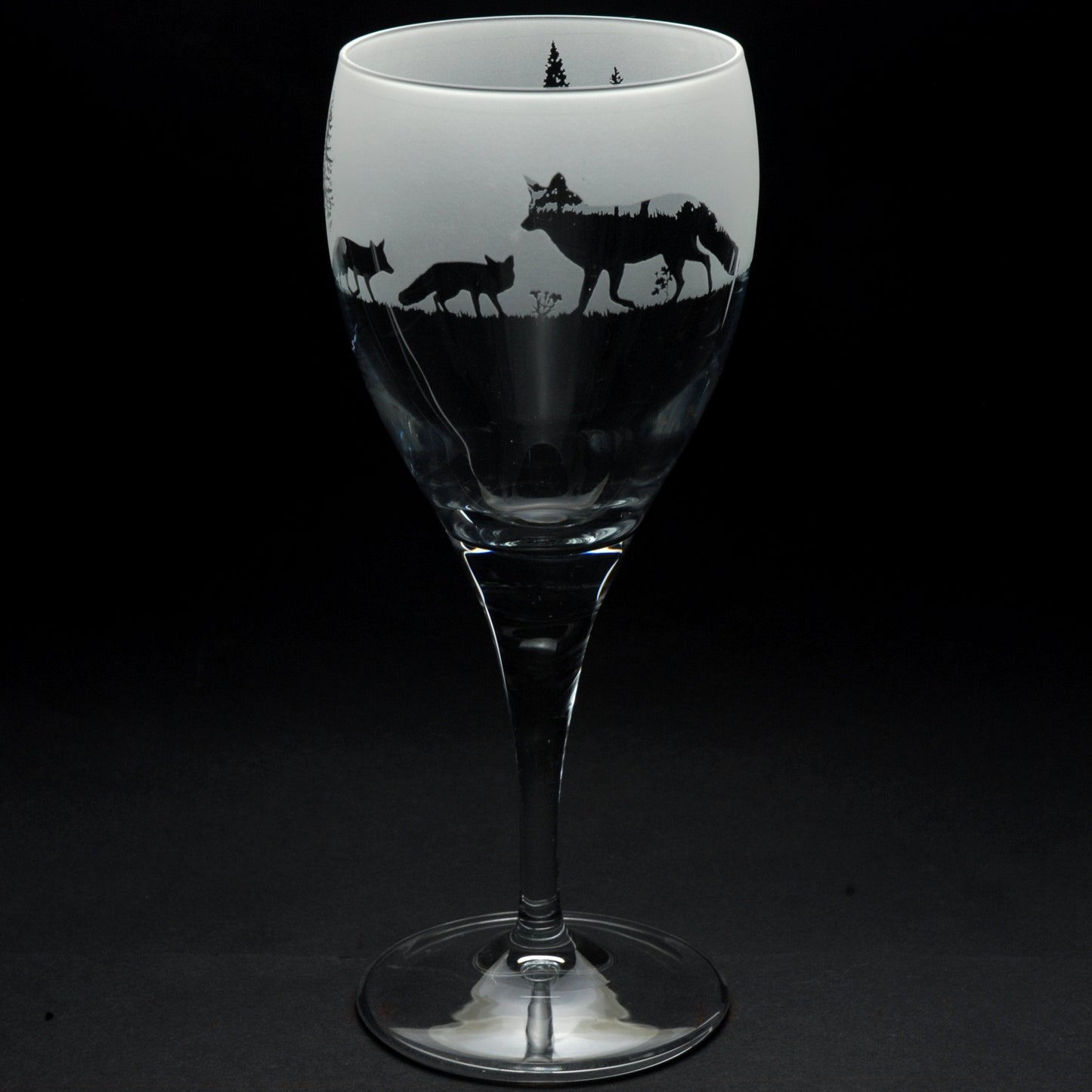 Fox Crystal Wine Glass - Hand Etched/Engraved Gift