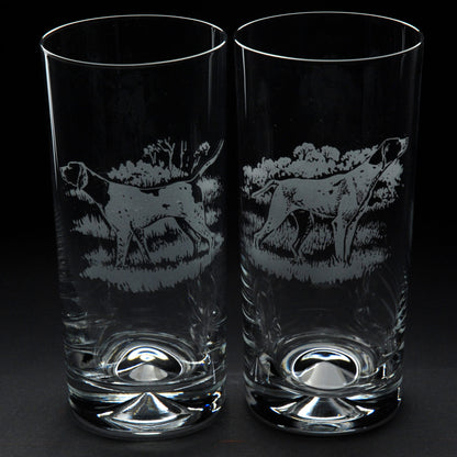 English Pointer Dog Highball Glass - Hand Etched/Engraved Gift