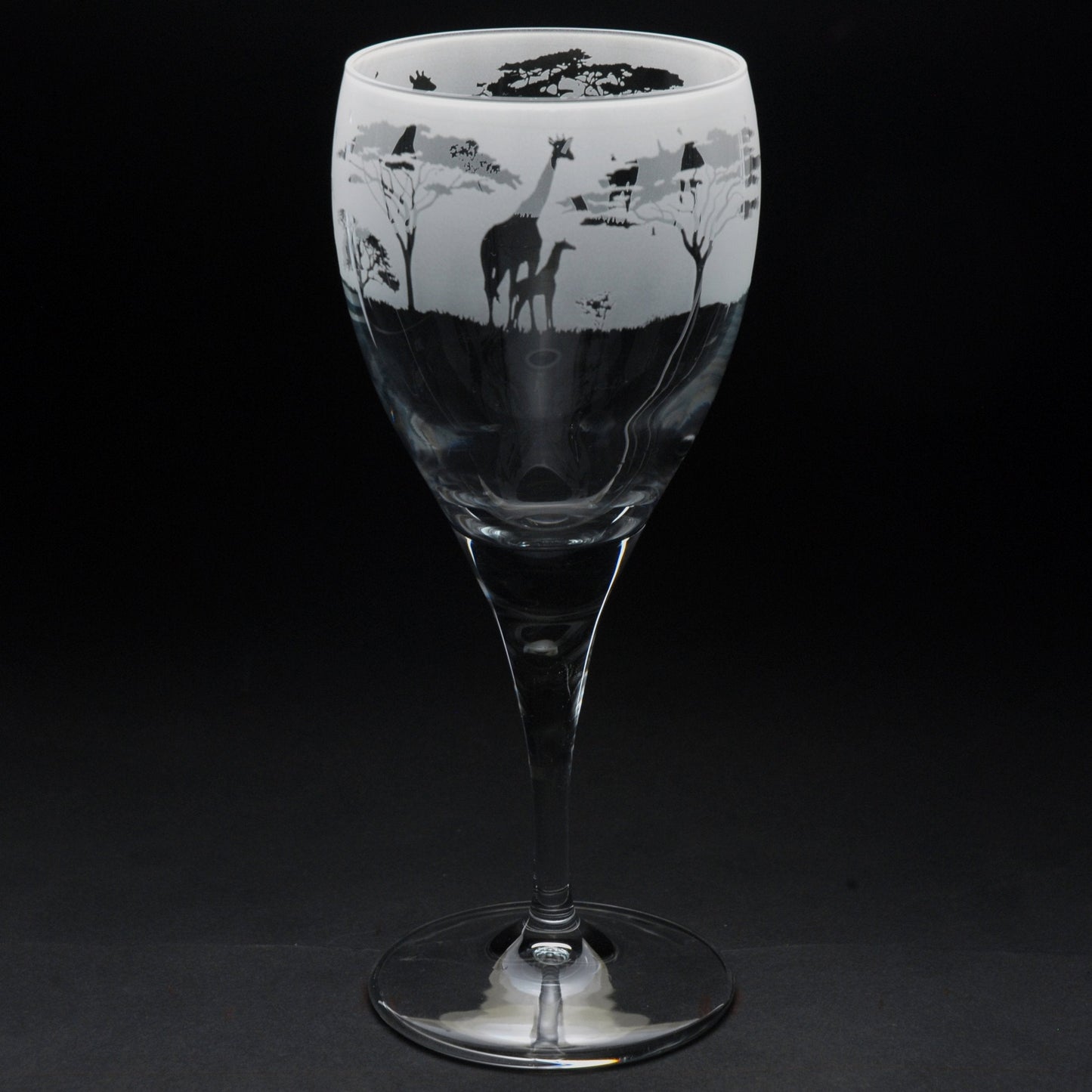 Giraffe Crystal Wine Glass - Hand Etched/Engraved Gift