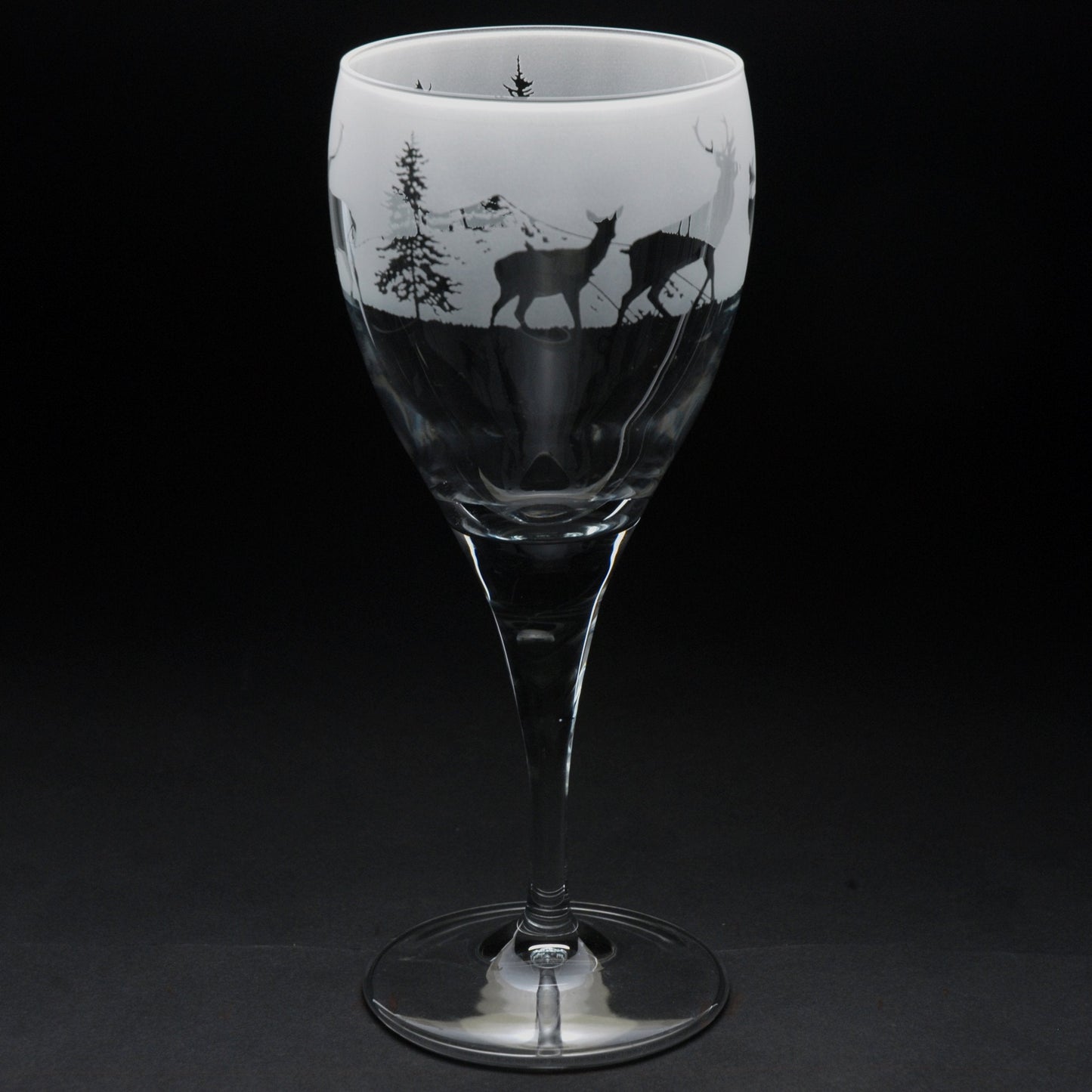 Stag Crystal Wine Glass - Hand Etched/Engraved Gift