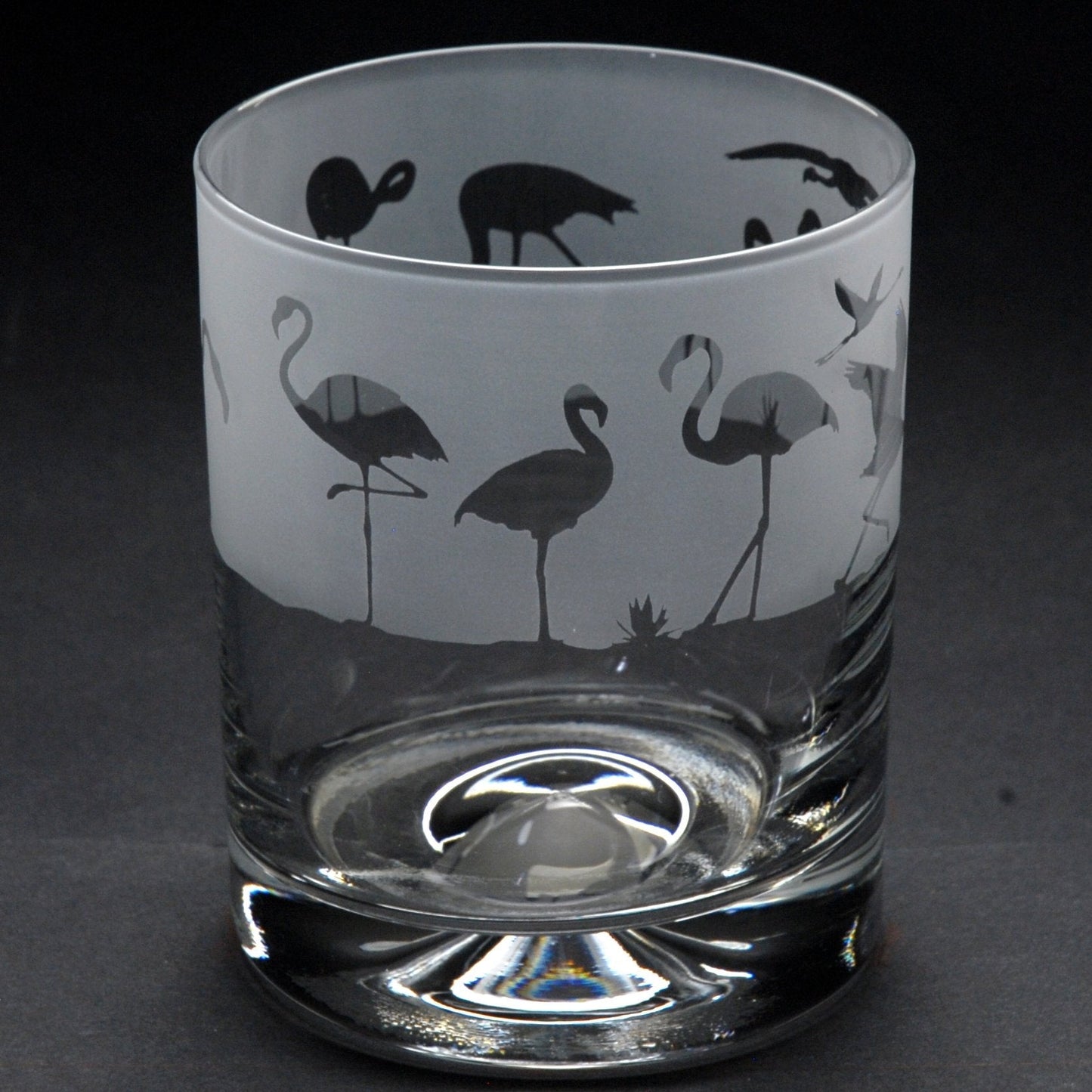 Flamingo Whiskey Tumbler Glass - Hand Etched/Engraved Gift