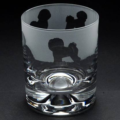 Bichon Frise Dog Whiskey Tumbler Glass - Hand Etched/Engraved Gift