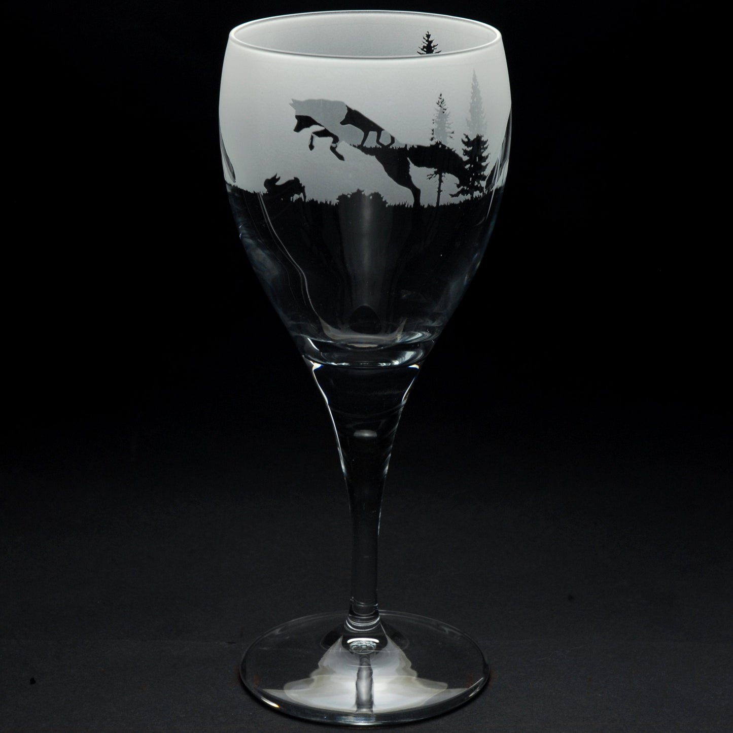 Fox Crystal Wine Glass - Hand Etched/Engraved Gift