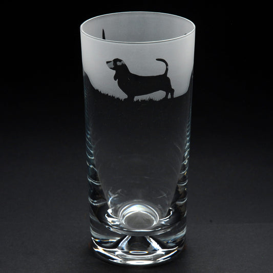 Basset Hound Dog Highball Glass - Hand Etched/Engraved Gift