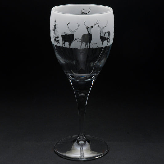 Stag Crystal Wine Glass - Hand Etched/Engraved Gift