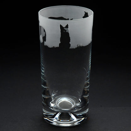 Border Collie Dog Highball Glass - Hand Etched/Engraved Gift